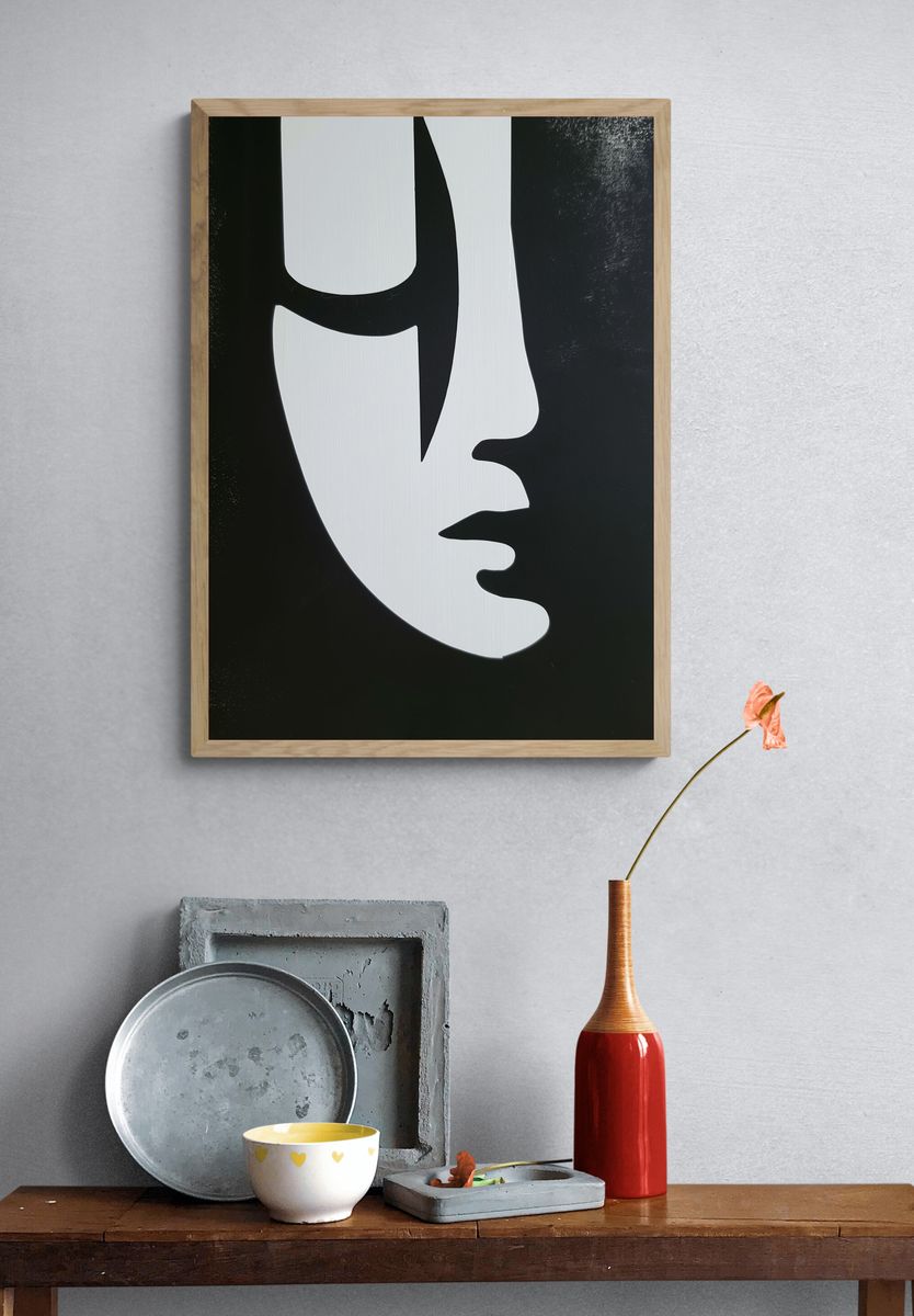 Abstract Face Silhouette Poster. — room view 3