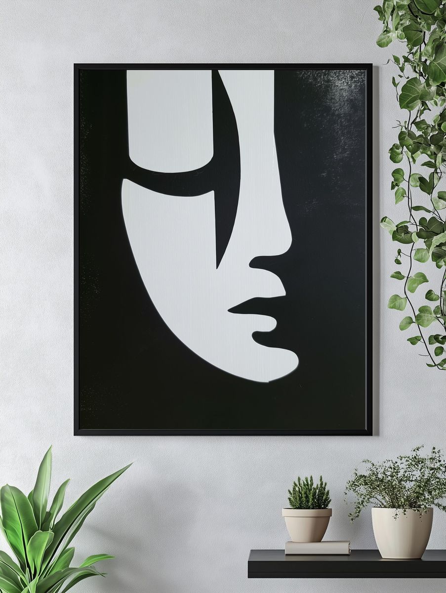 Abstract Face Silhouette Poster. — room view 4