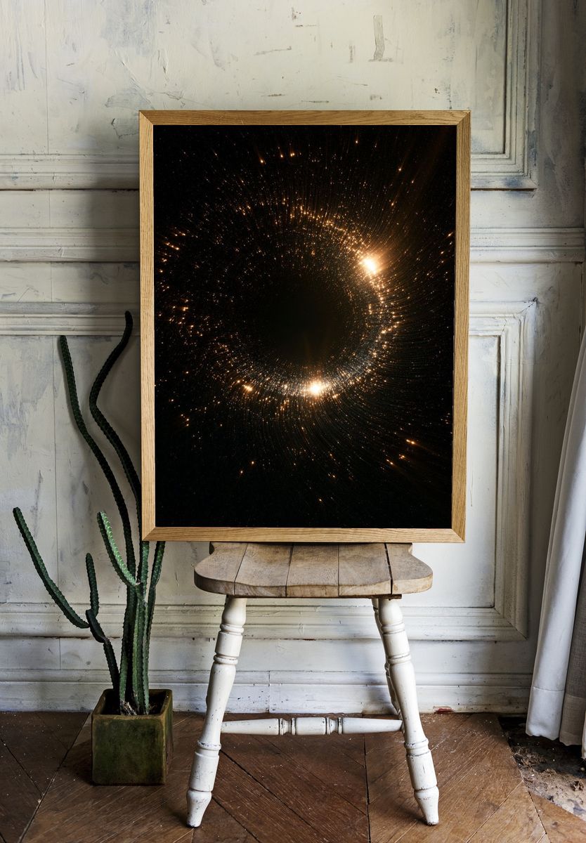 Golden Cosmic Spiral Poster. room preview