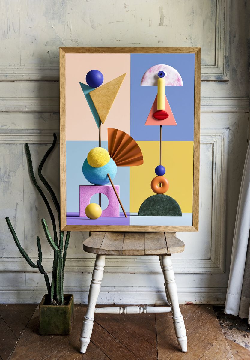 Geometric Faces Abstract Poster. room preview