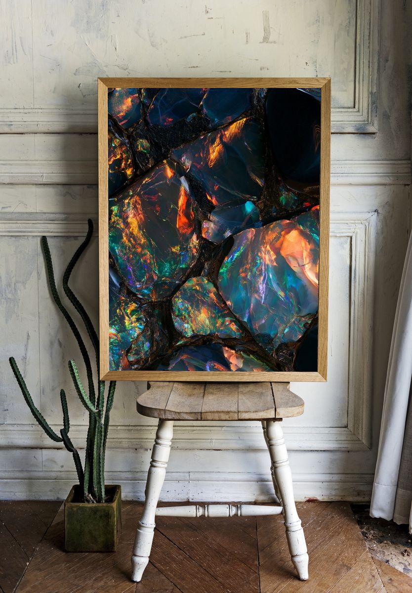 Iridescent Crystal Abstract Poster. — room view 1