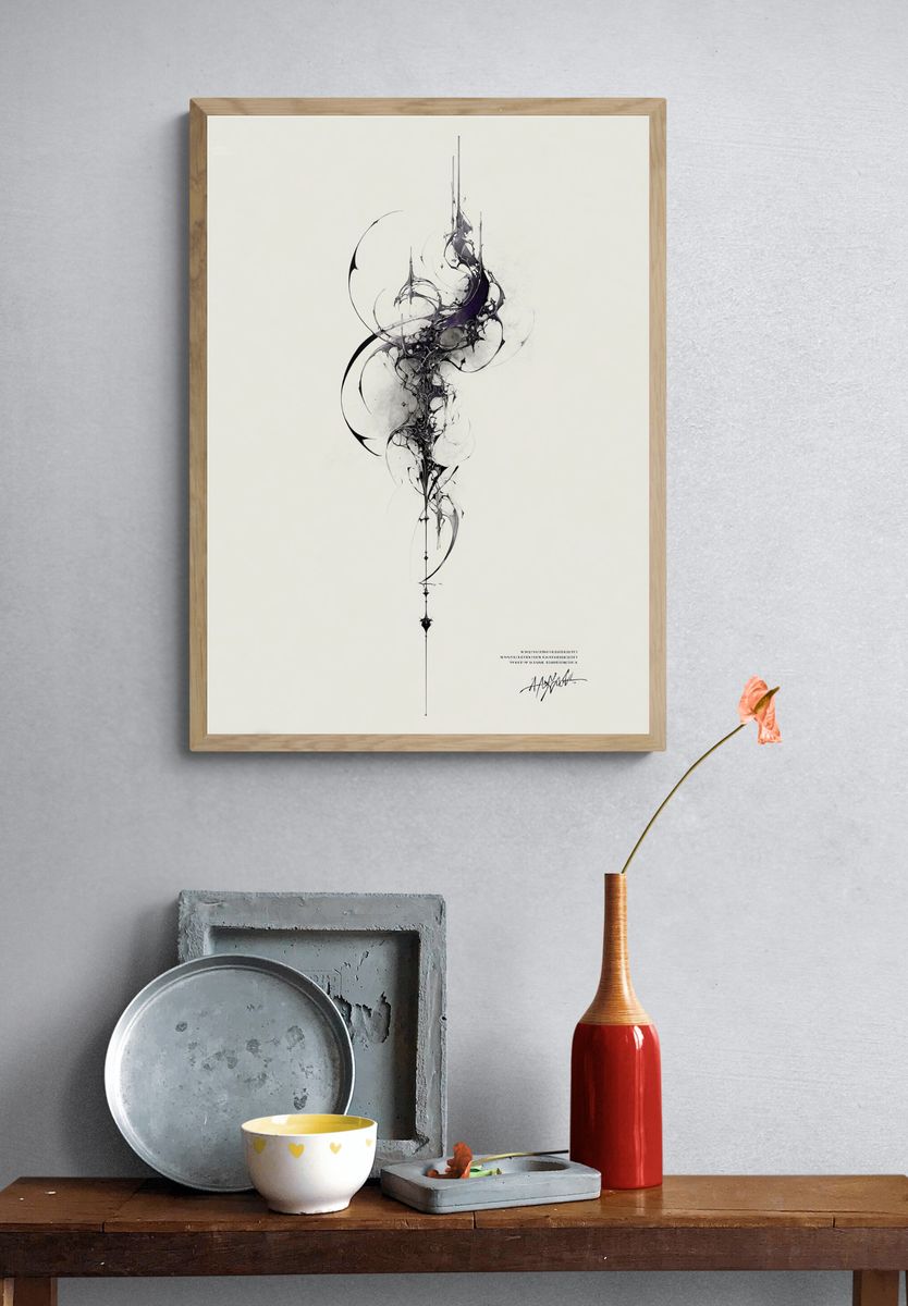 Abstract Ink Spiral Poster. — room view 3