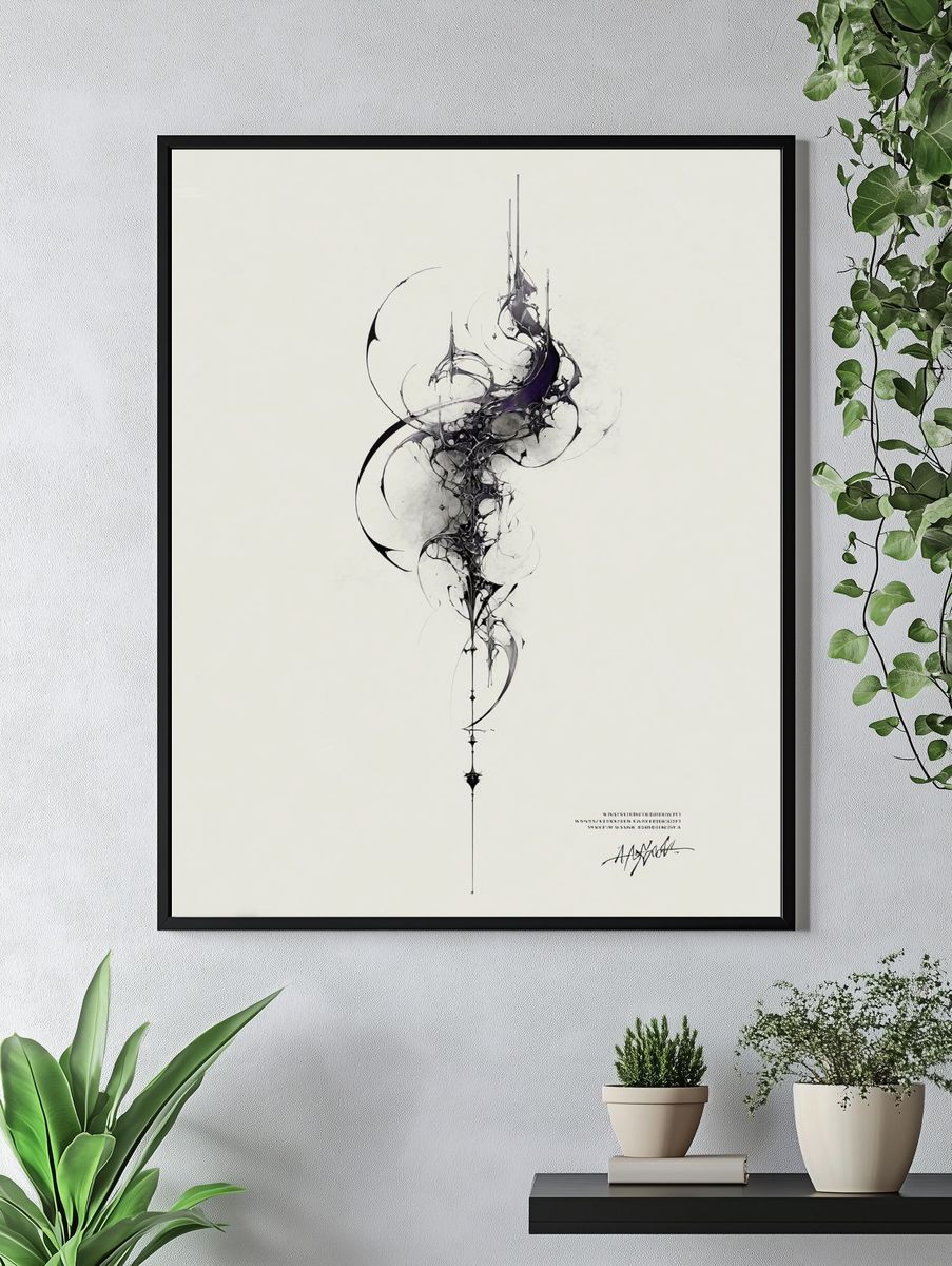 Abstract Ink Spiral Poster. — room view 4