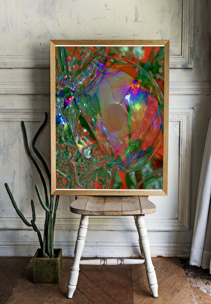 Chromatic Glass Flow Abstract Poster. room preview