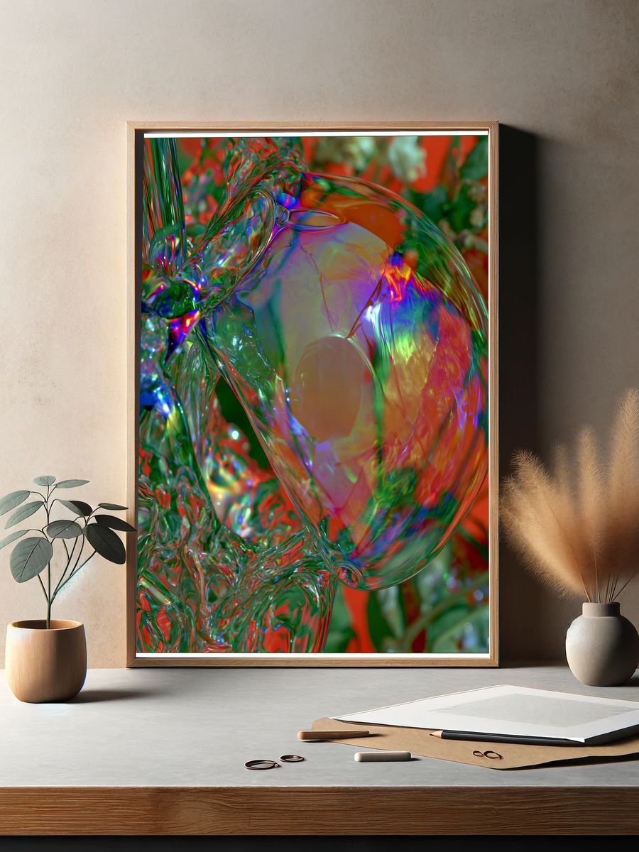 Chromatic Glass Flow Abstract Poster. — room view 2