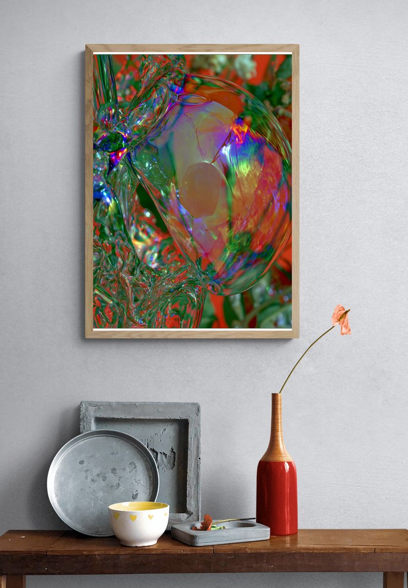 Chromatic Glass Flow Abstract Poster. — room view 3