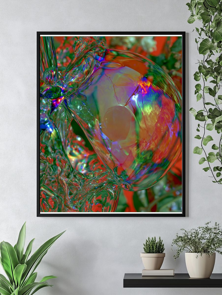 Chromatic Glass Flow Abstract Poster. — room view 4