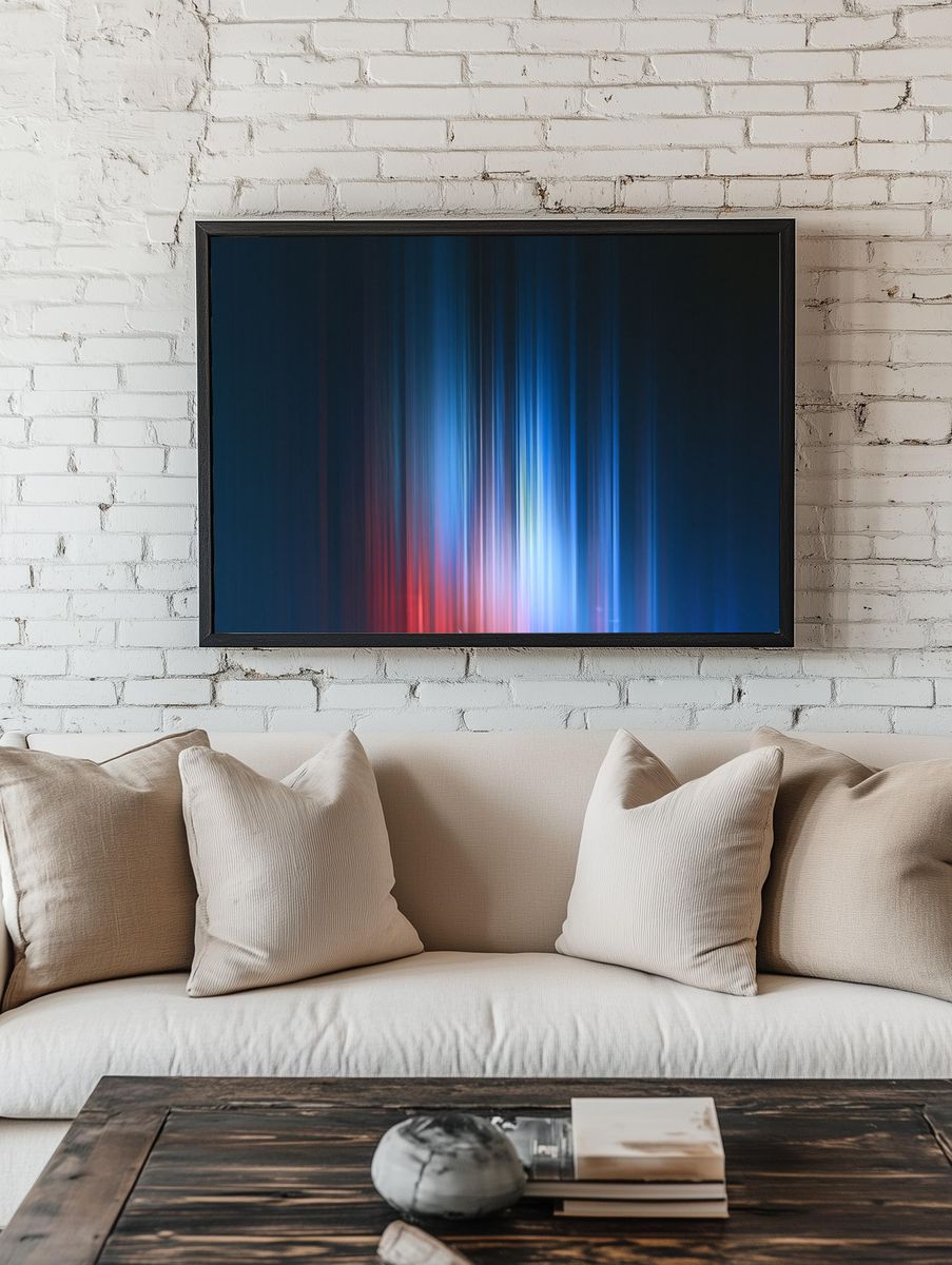Neon Light Streaks Abstract Poster. — room view 1