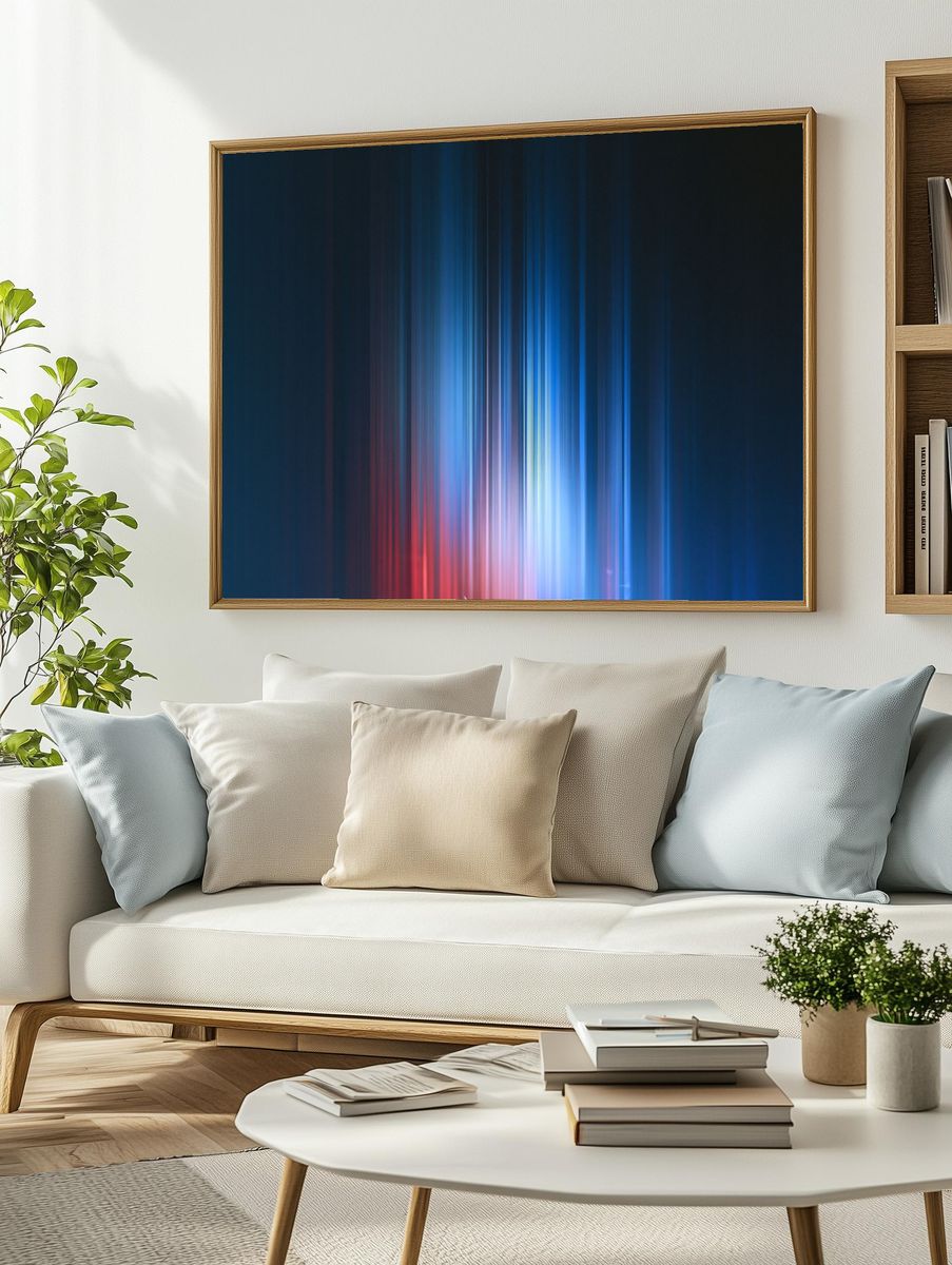 Neon Light Streaks Abstract Poster. — room view 2