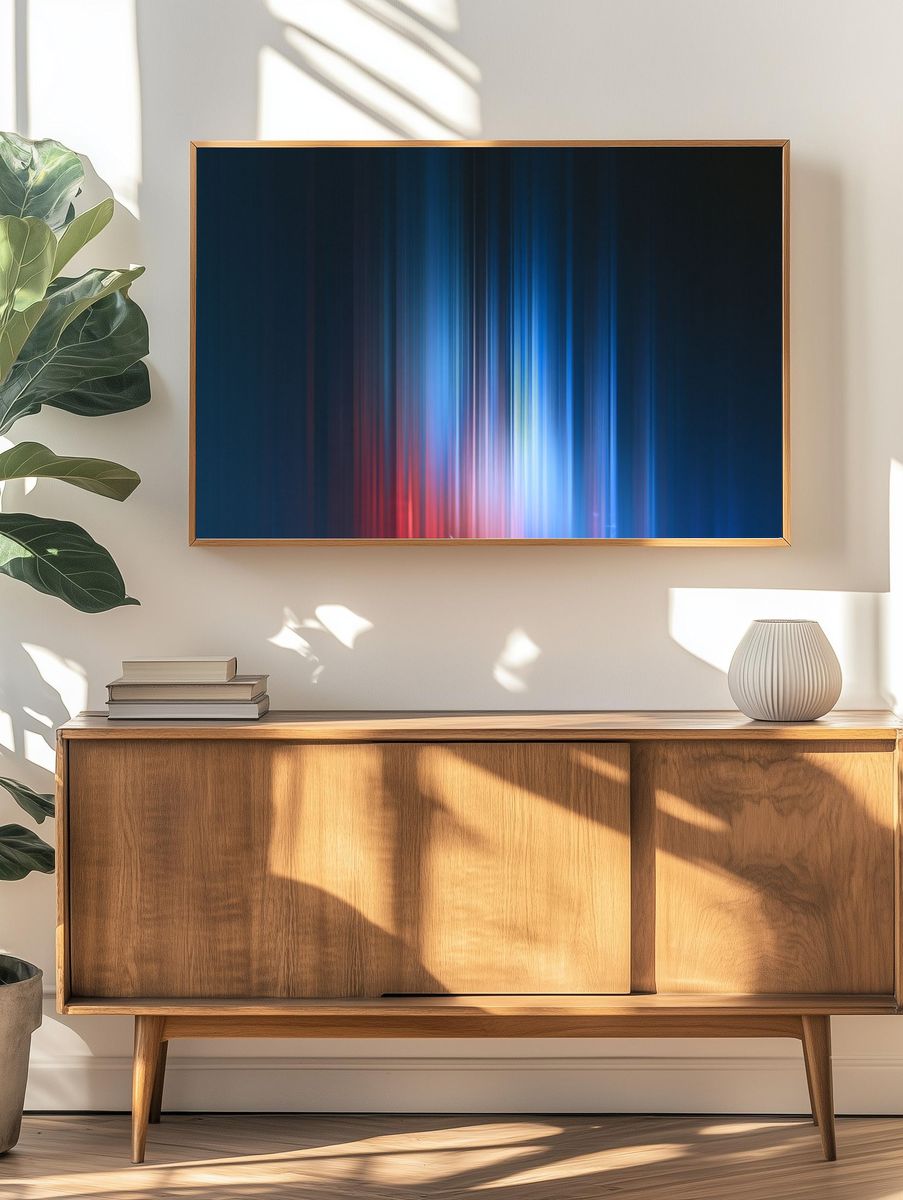 Neon Light Streaks Abstract Poster. — room view 3