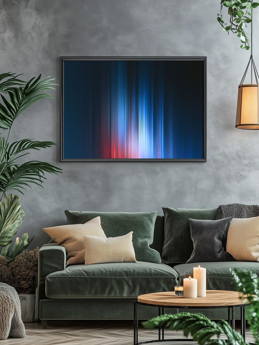 Neon Light Streaks Abstract Poster. — room view 4