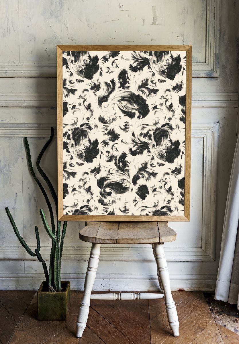 Feather Swirl Pattern Print. — room view 1