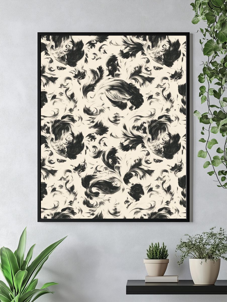 Feather Swirl Pattern Print. — room view 4