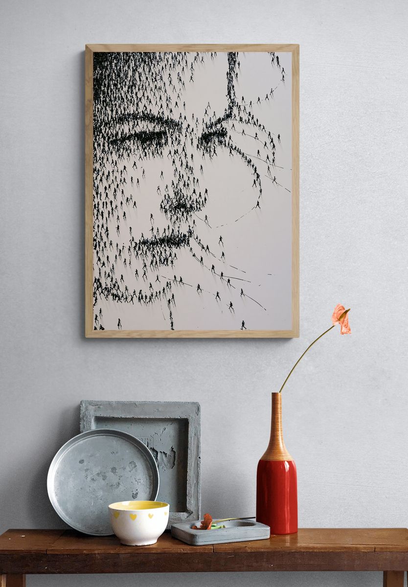 Crowd Silhouette Abstract Print. — room view 3
