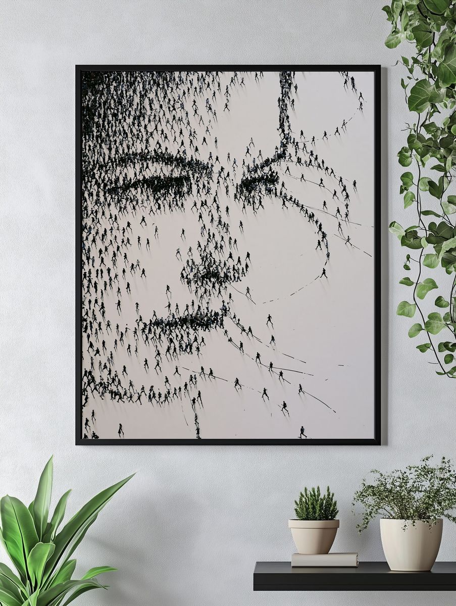 Crowd Silhouette Abstract Print. — room view 4