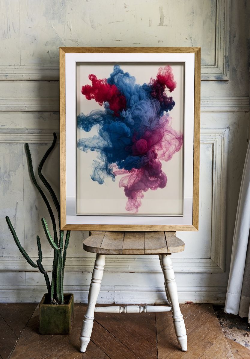 Blue and Pink Ink Cloud Poster. room preview