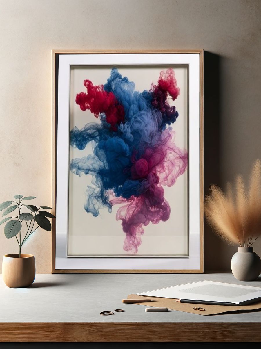 Blue and Pink Ink Cloud Poster. — room view 2