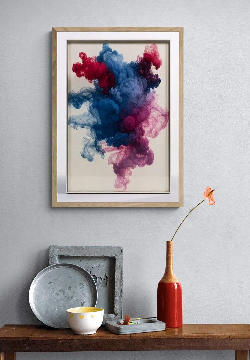 Blue and Pink Ink Cloud Poster. — room view 3