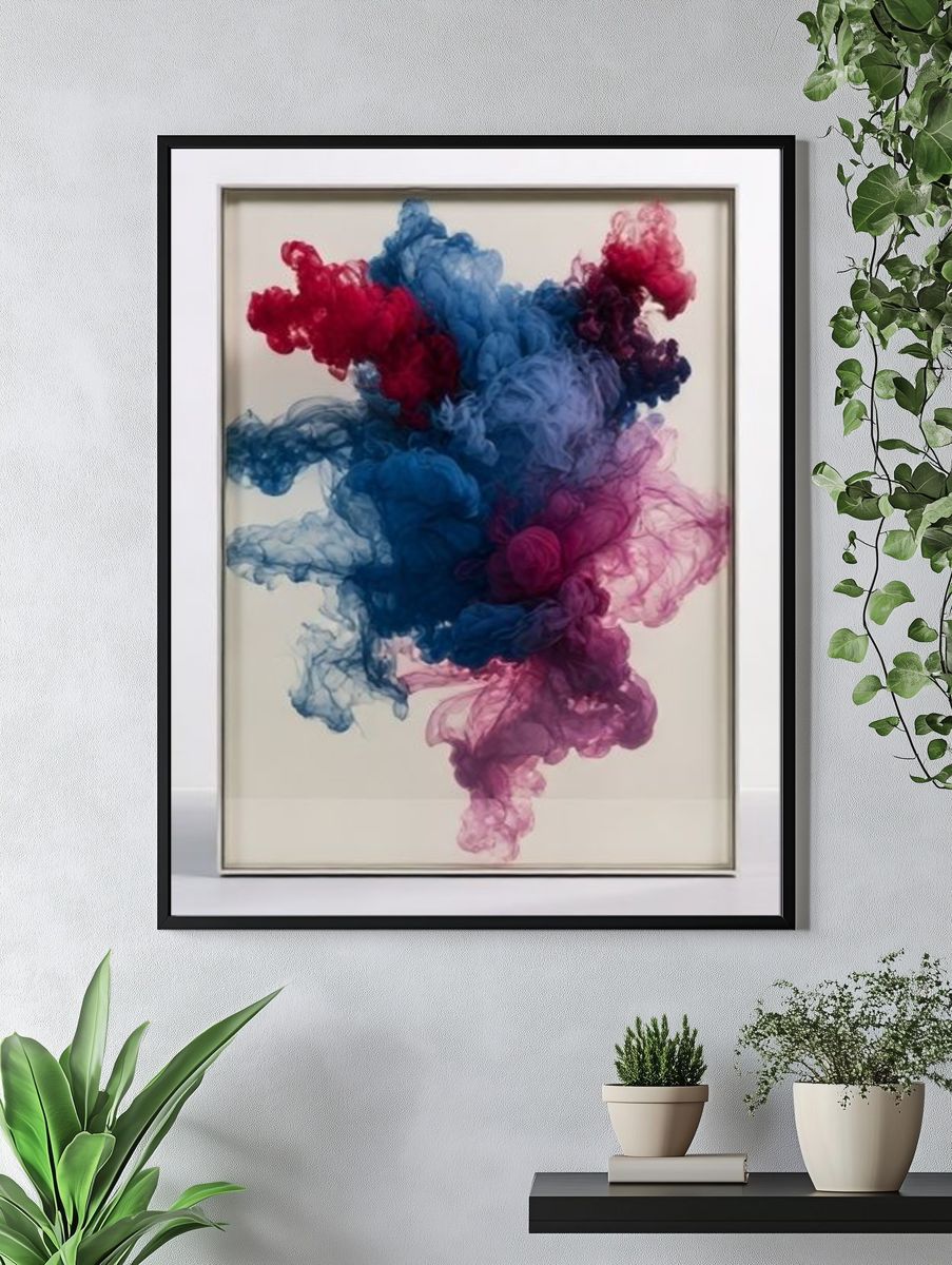 Blue and Pink Ink Cloud Poster. — room view 4