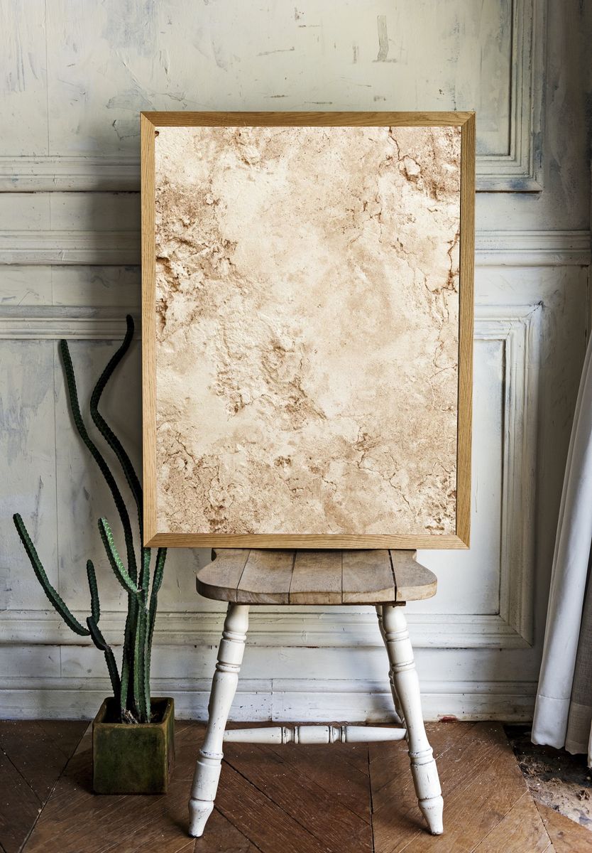 Beige Stone Texture Print. room preview