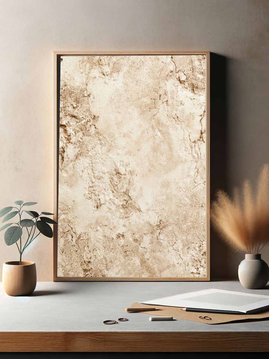 Beige Stone Texture Print. — room view 2