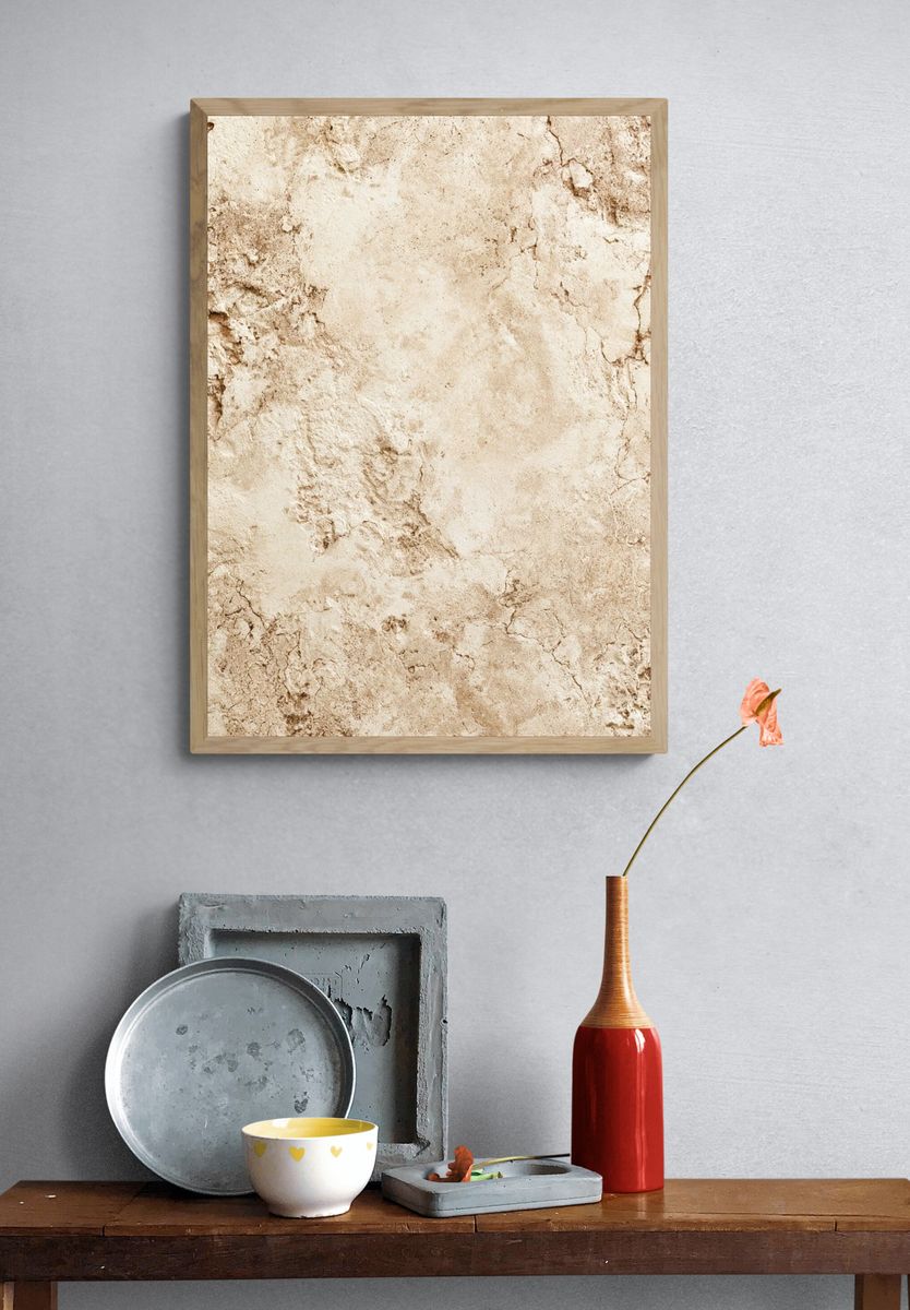 Beige Stone Texture Print. — room view 3