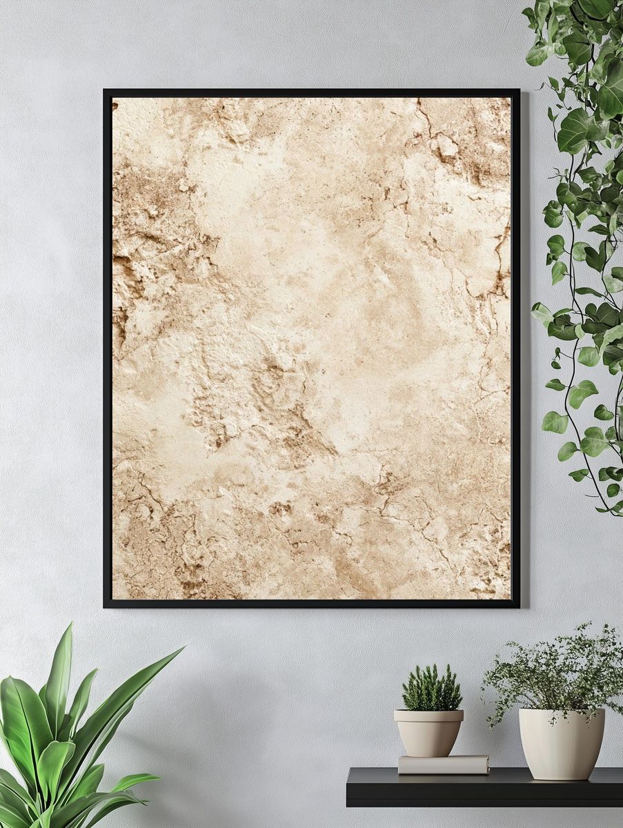 Beige Stone Texture Print. — room view 4