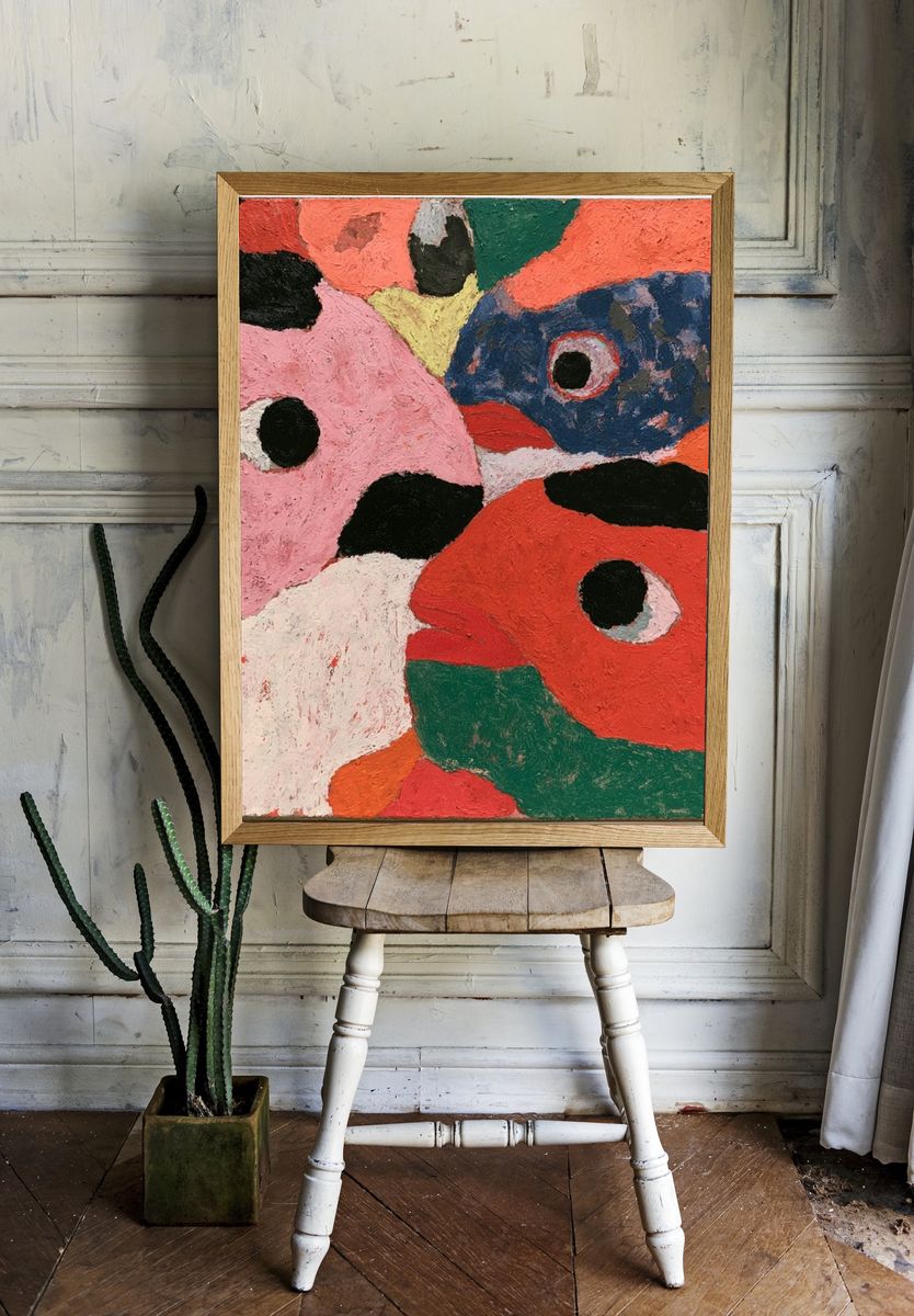 Textured Abstract Faces Poster. room preview