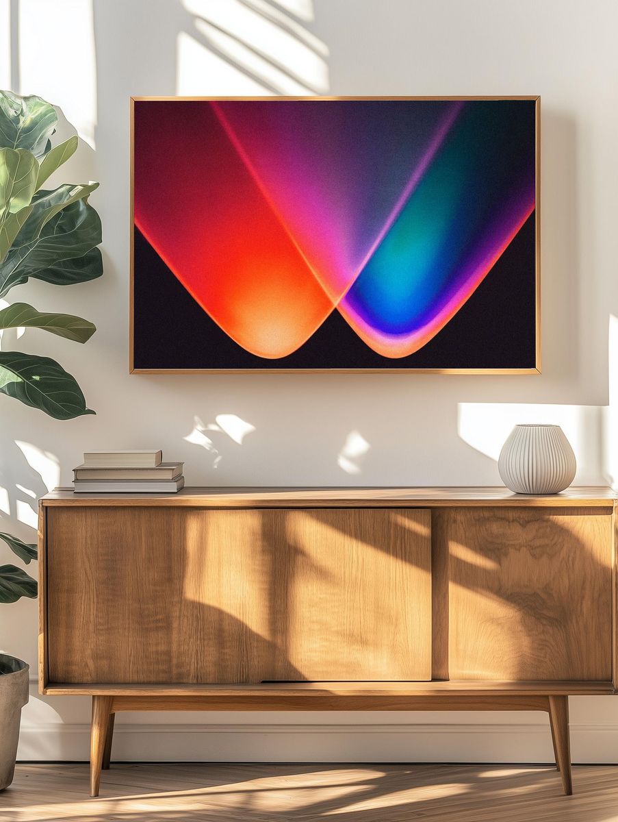 Colorful gradient background neon led. — room view 3