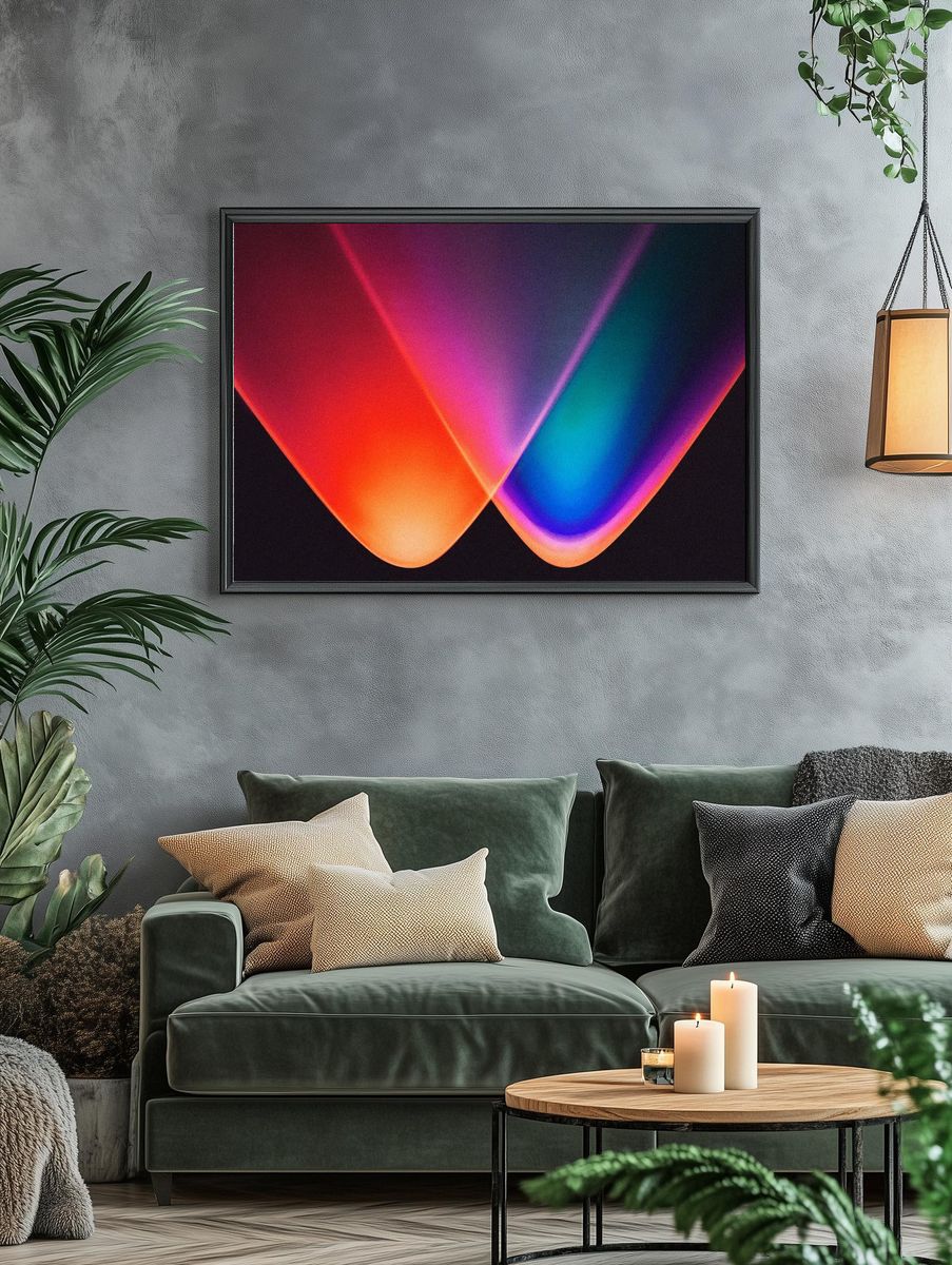 Colorful gradient background neon led. — room view 4