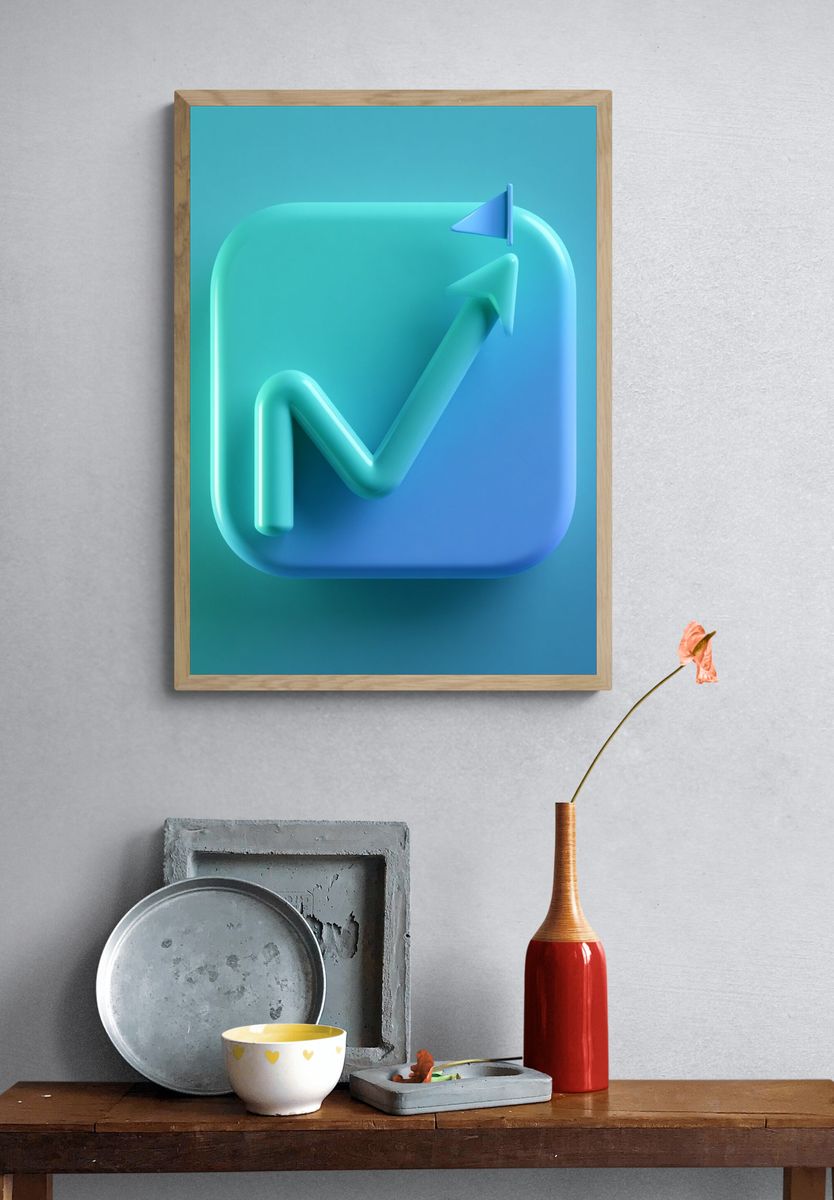 3D Growth Arrow Abstract Poster. — room view 3