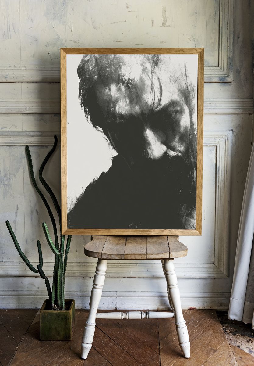 Abstract Face Ink Poster. — room view 1