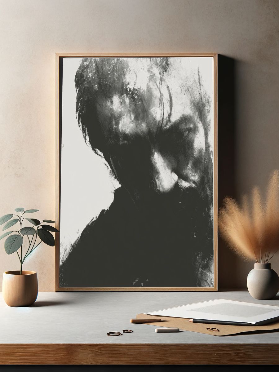 Abstract Face Ink Poster. — room view 2