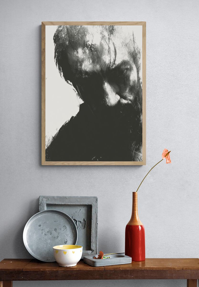 Abstract Face Ink Poster. — room view 3