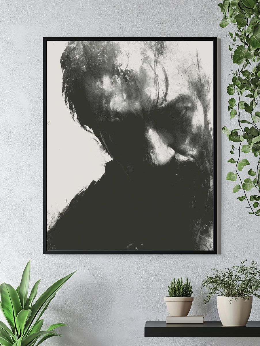 Abstract Face Ink Poster. — room view 4