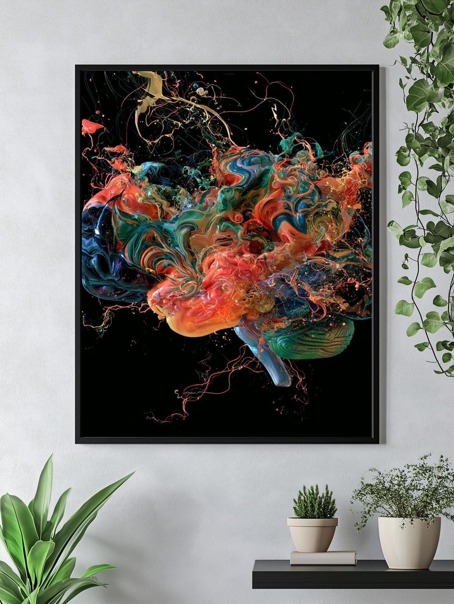 Colorful Abstract Brain Poster. — room view 4