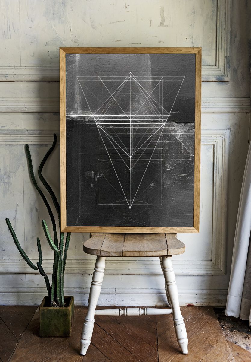 Geometric Monochrome Abstract Poster. room preview