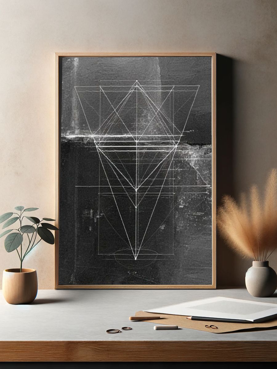 Geometric Monochrome Abstract Poster. — room view 2