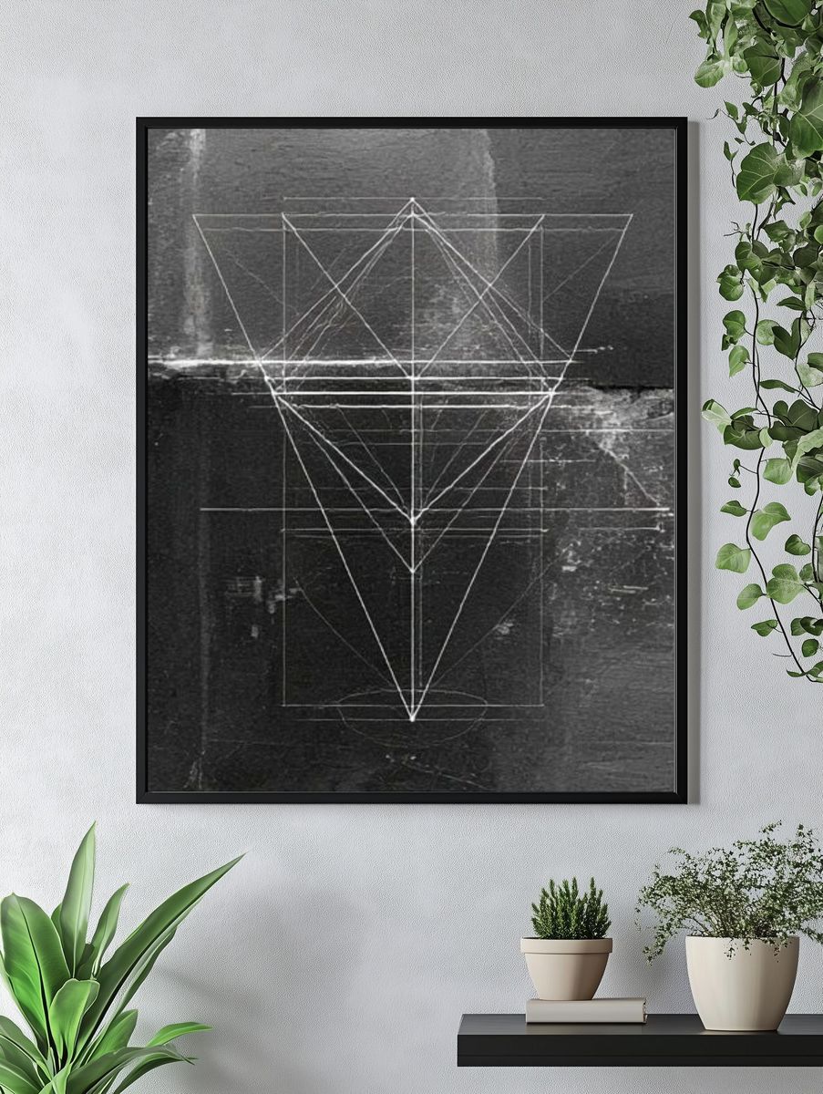 Geometric Monochrome Abstract Poster. — room view 4