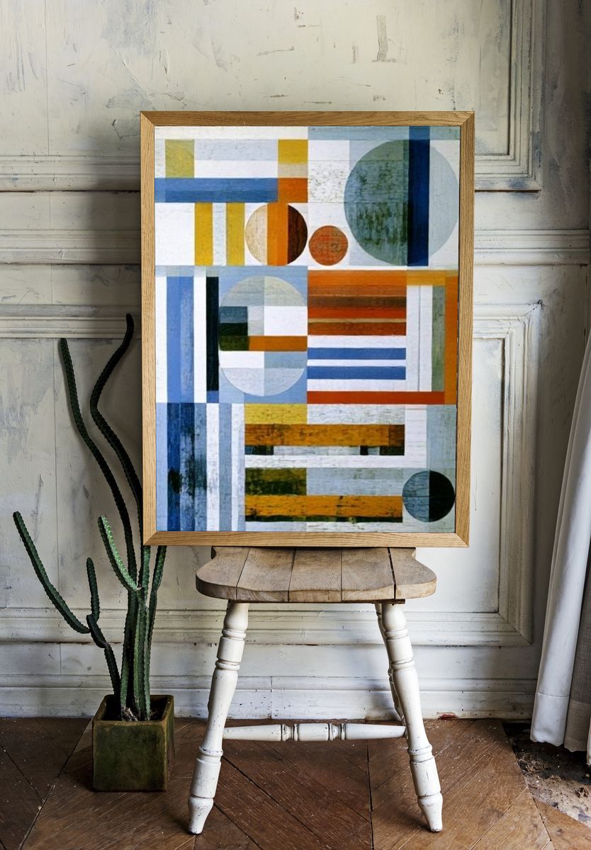 Geometric Color Blocks Abstract Poster. — room view 1