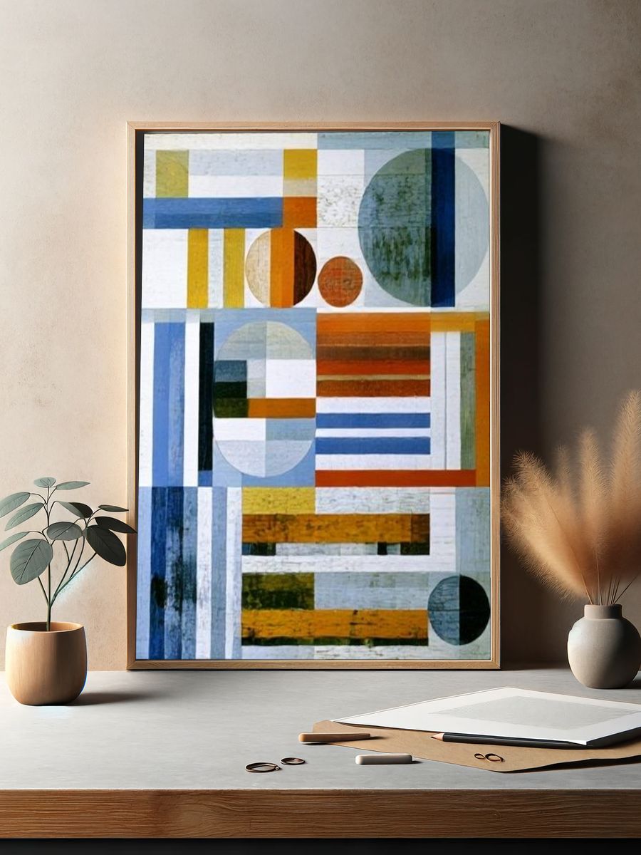 Geometric Color Blocks Abstract Poster. — room view 2