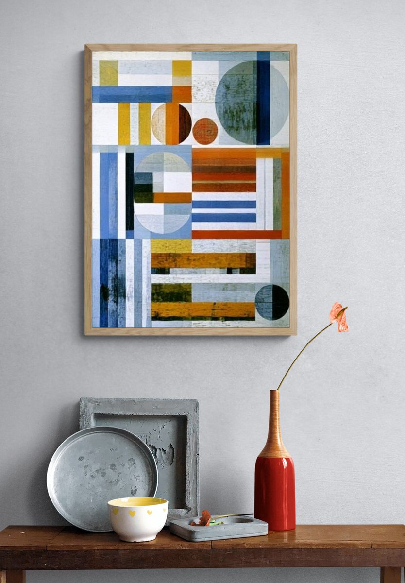 Geometric Color Blocks Abstract Poster. — room view 3