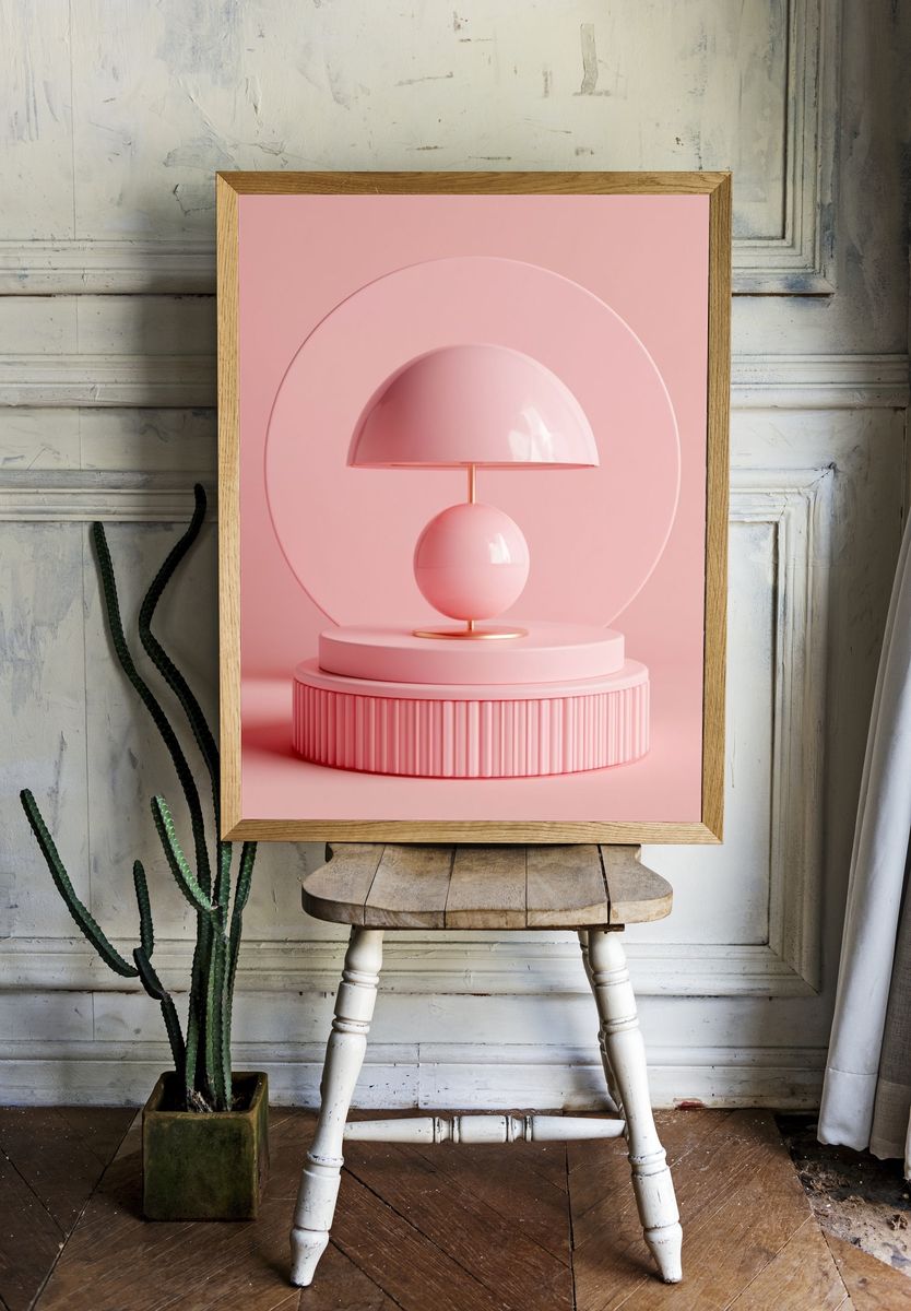 Pink Sculptural Lamp Poster. room preview