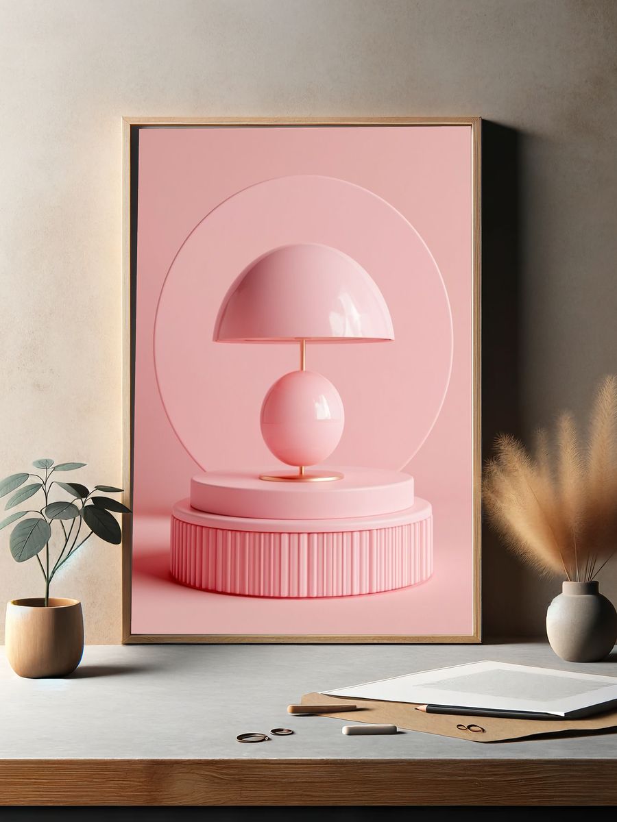 Pink Sculptural Lamp Poster. — room view 2