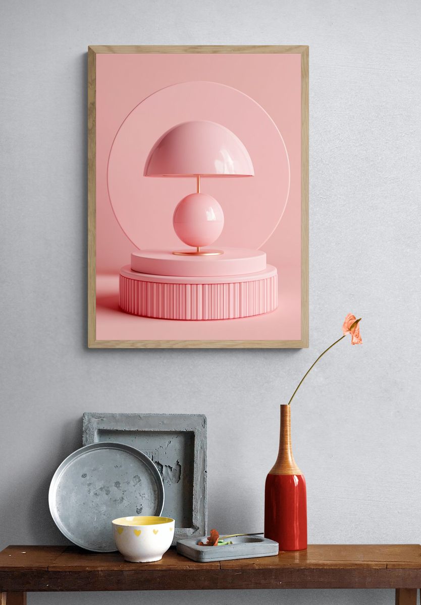 Pink Sculptural Lamp Poster. — room view 3