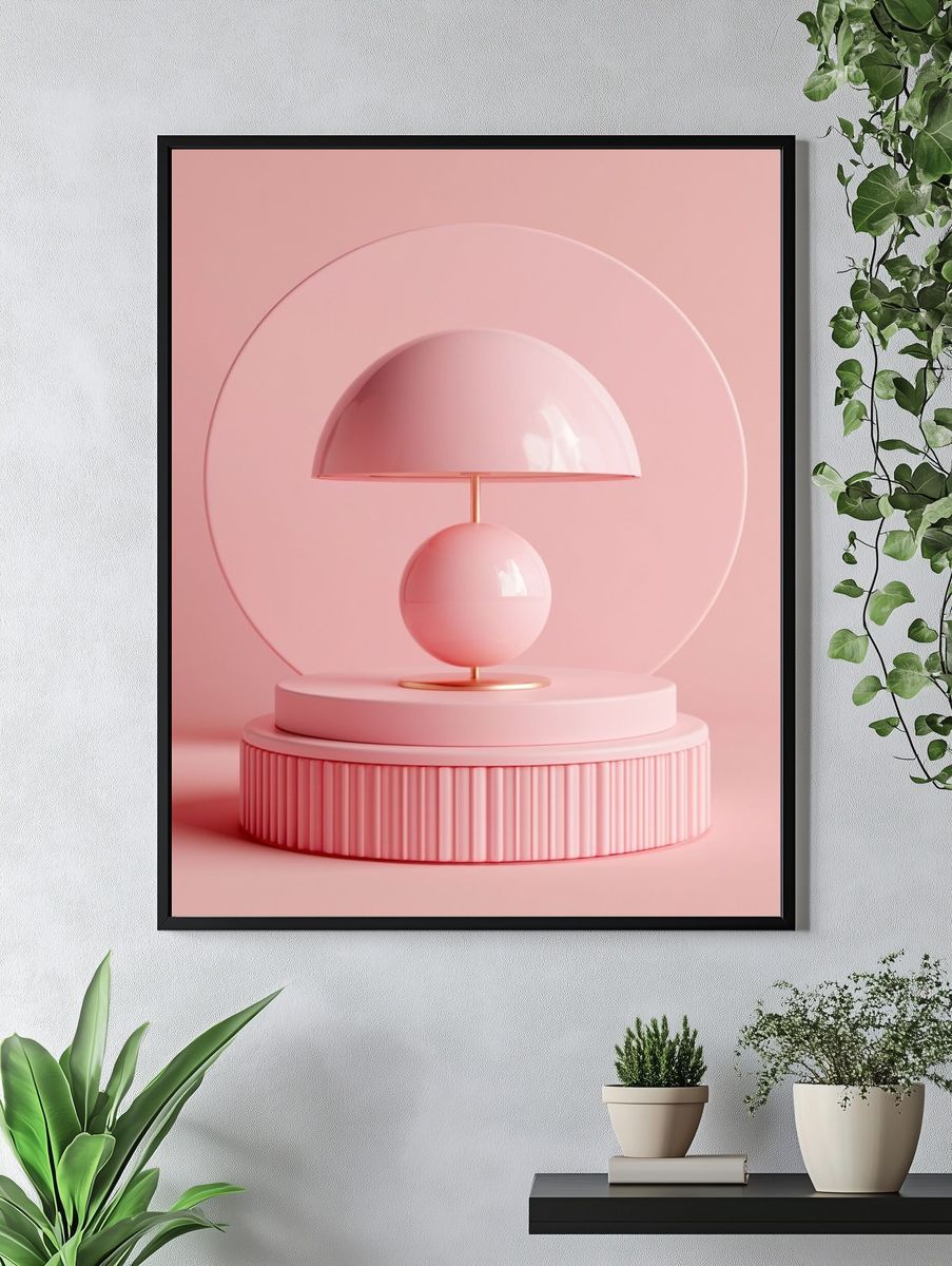 Pink Sculptural Lamp Poster. — room view 4