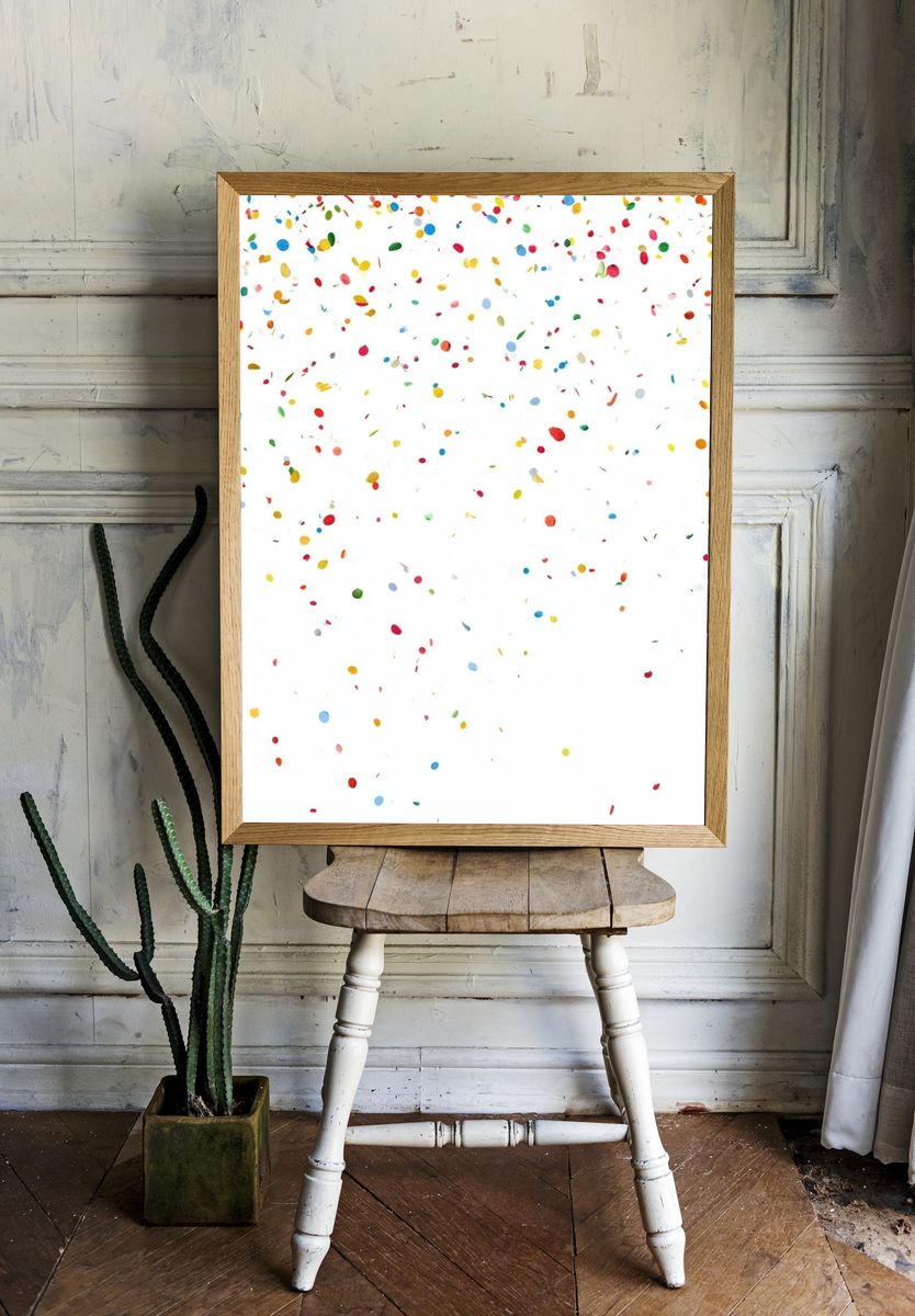 Colorful Confetti Abstract Poster. — room view 1