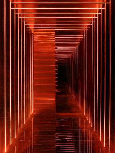 Neon Red Tunnel Abstract Print. poster