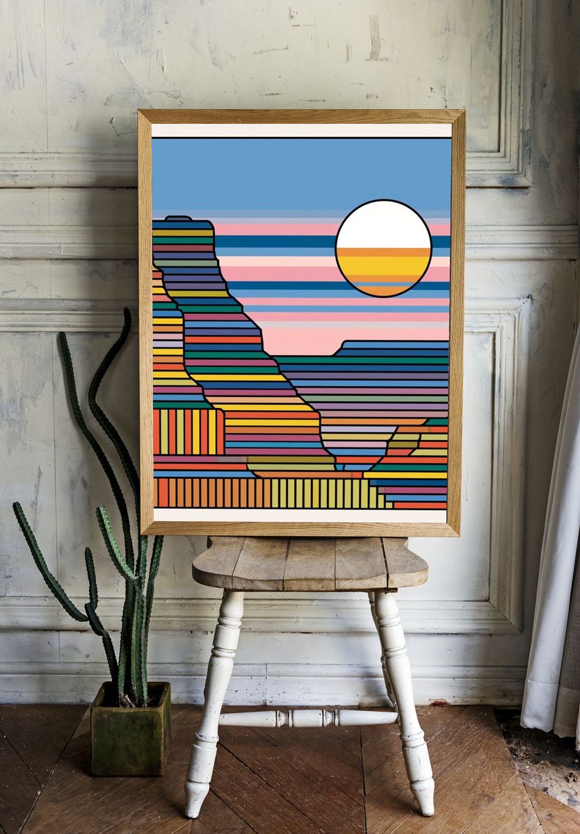 Sunset Stripes Abstract Poster. room preview