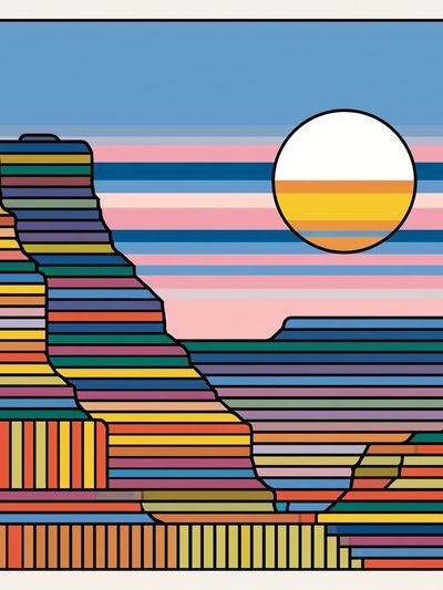 Sunset Stripes Abstract Poster. poster